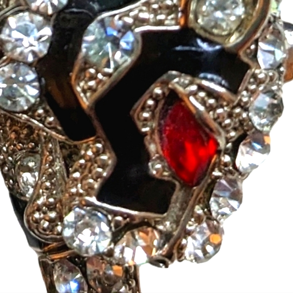 Vintage Leopard necklace costume Art Deco enamel & Rhinestone Ruby - Picture 11 of 16